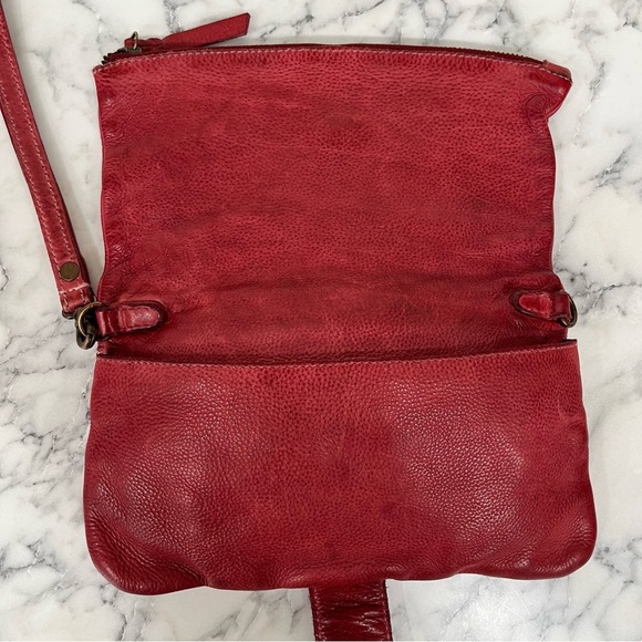 Distressed red leather clutch wallet mixed metal stud details - Picture 3 of 8